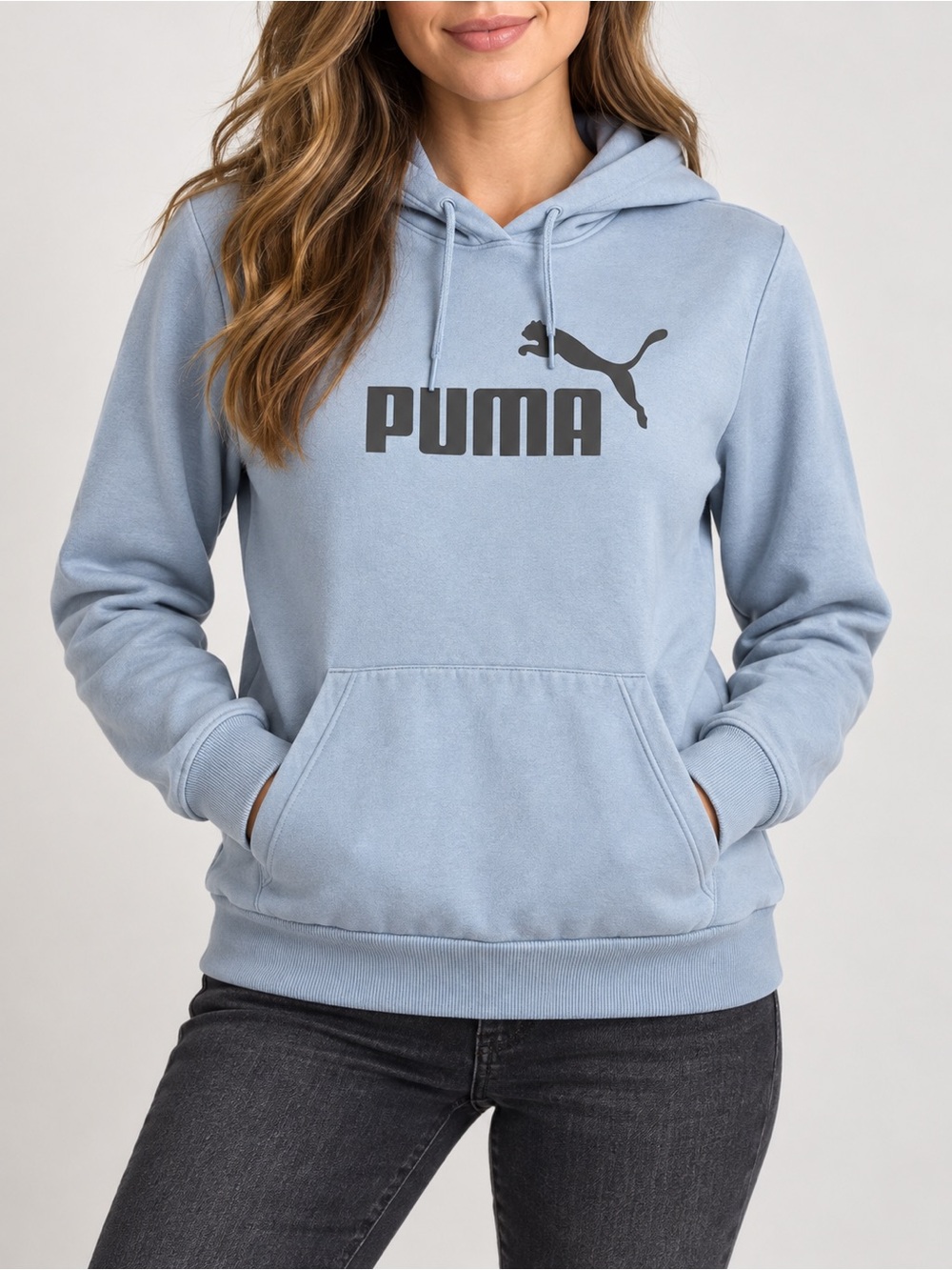 Puma Light Blue Pullover Hoodie with Dark Gray Logo